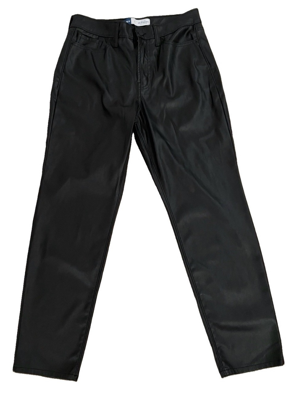 OLD NAVY High-Rise OG Straight Black FAUX LEATHER JEANS Size 8 - Picture 1 of 5
